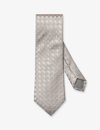 Eton Mens Light Grey Geometric-pattern Wide-blade Silk Tie