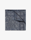 Eton Mens Navy Blue Paisley-print Silk Pocket Square