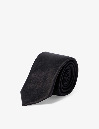 Corneliani Mens Black Satin-finish Silk Tie