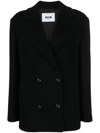 Msgm Double-breasted Logo-patch Jacket In Black  