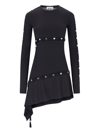 Attico Studded Asymmetric Convertible Dress In Black  