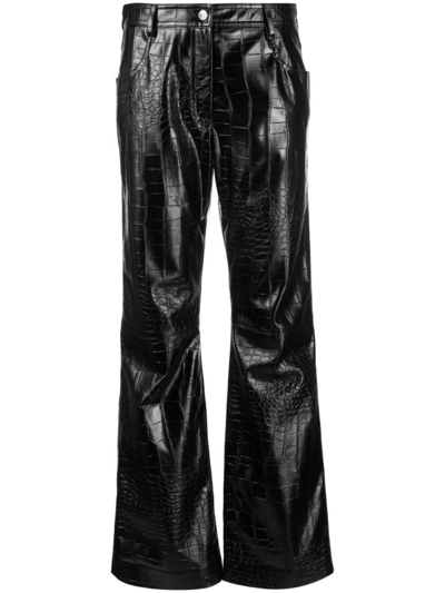 Msgm Cruelty-free Leather Pants In Black  