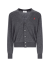Ami Alexandre Mattiussi Extrafine Merino Wool Cardigan In Gray