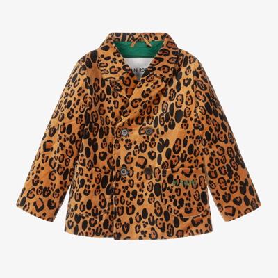 Mini Rodini Babies' Girls Brown Leopard Print Velvet Blazer
