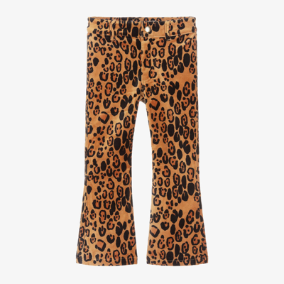 Mini Rodini Babies' Girls Brown Leopard Print Velvet Flared Trousers