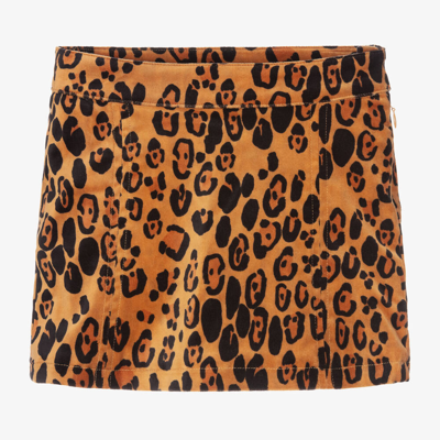 Mini Rodini Babies' Girls Brown Leopard Print Velvet Skirt
