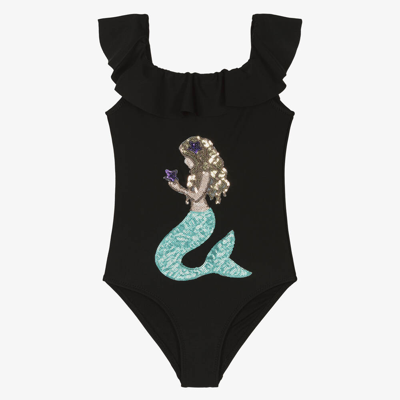 Stella Cove Kids' Girls Black Ruffle Mermaid Swimsuit
