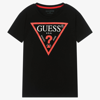 GUESS TEEN BOYS BLACK TRIANGLE COTTON T-SHIRT