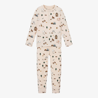 Liewood Babies' Beige Cotton Farm Animal Pyjamas