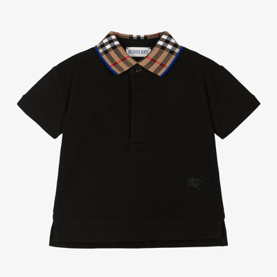 BURBERRY BABY BOYS BLACK VINTAGE CHECK POLO SHIRT