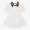 BURBERRY BABY GIRLS WHITE VINTAGE CHECK POLO DRESS
