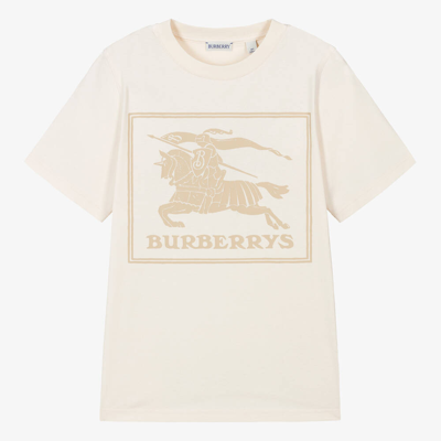Burberry Teen Boys Ivory Organic Cotton Ekd T-shirt
