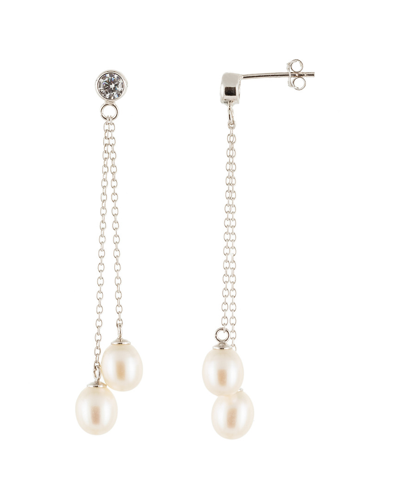 Splendid Pearls Silver 6-6.5mm Freshwater Pearl Earrings In Metallic