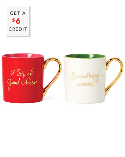 Kate Spade Be Jolly 2-piece Mug Set In Red