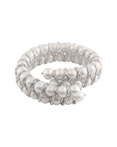 Splendid Pearls Rhodium Plated 7-8mm Freshwater Pearl Bracelet