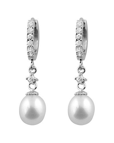 Splendid Pearls Silver 7-7.5mm Freshwater Pearl Earrings In White
