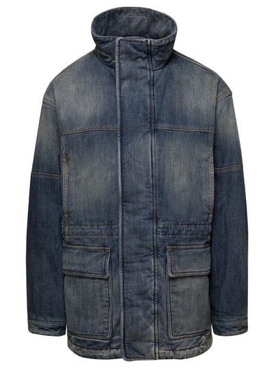 Balenciaga Look 57 Parka In Blue