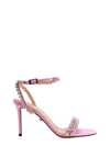 Mach&mach Audrey 95 Crystal Heart Satin Sandals In Pink
