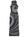 PUCCI GREY IRIDE-PRINT MAXI DRESS