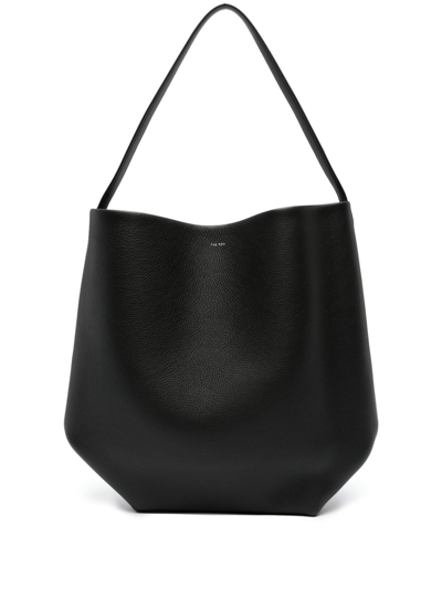 The Row Large Park Leather Tote Bag In Black