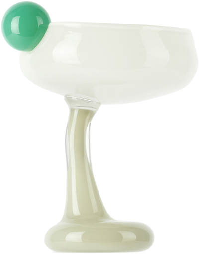 Helle Mardahl Green & Off-white Bon Bon With A Twist Cocktail Glass In Coconut & Champagne