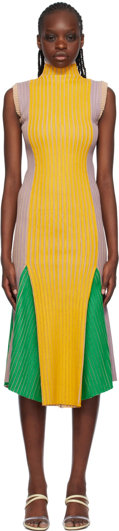 Stanley Raffington Ssense Exclusive Green & Yellow Midi Dress In Pink/yellow/green