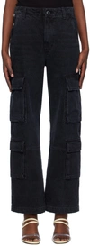 Citizens Of Humanity Delena Cotton-blend Cargo Pants In Leith (washed Black)