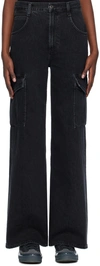 Agolde Minka Wide Leg Cargo Jeans In Spider (o/d Black)