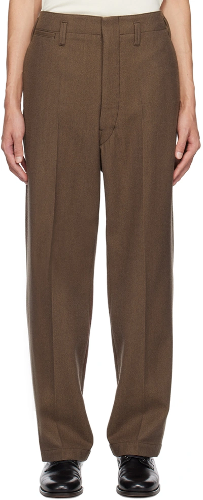Lemaire Pantalone In Misto Lana Marrone Uomo In Brown