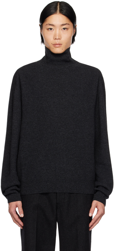 Lemaire Gray Relaxed Turtleneck In Bk966 Anthracite
