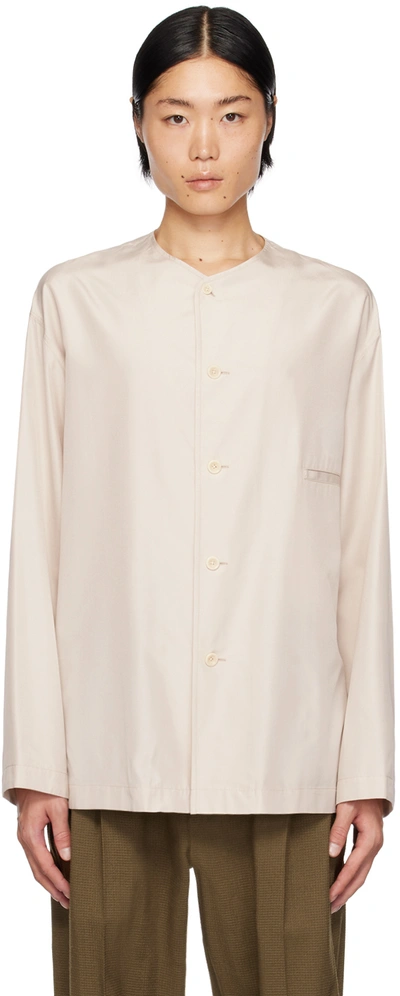Lemaire Button-up Silk Shirt In Neutrals