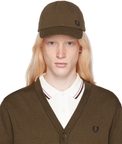 Fred Perry Brown Classic Piqué Cap In T15 Brnt Tobaco/blk