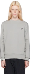 FRED PERRY GRAY EMBROIDERED SWEATSHIRT