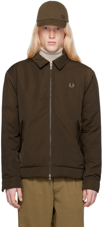 Fred Perry Brown Zip Through Jacket In Q21 Burnt Tobacco