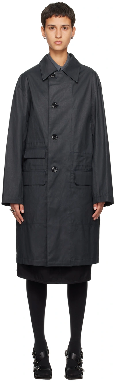 Lemaire Green Car Coat In Gr695 Midnight Green