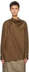 Lemaire Soft Collar Silk Blouse In Br501 Dark Tobacco