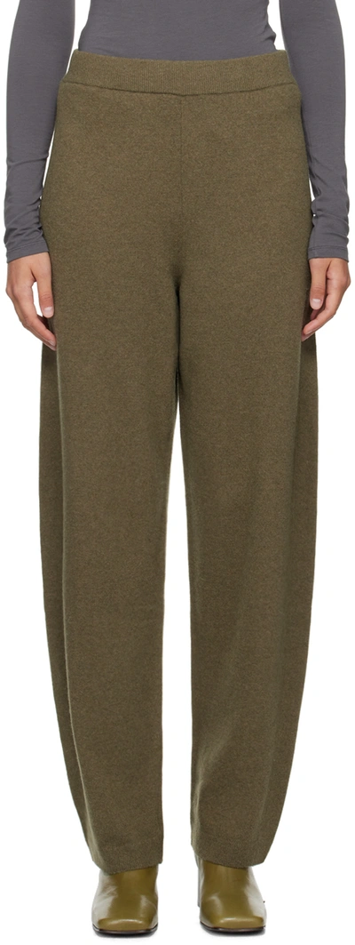 Lemaire Green Soft Curved Lounge Pants In Gr659 Dusky Green