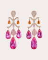 Anabela Chan 14k Gold Chandelier Diamond Earrings In Pink