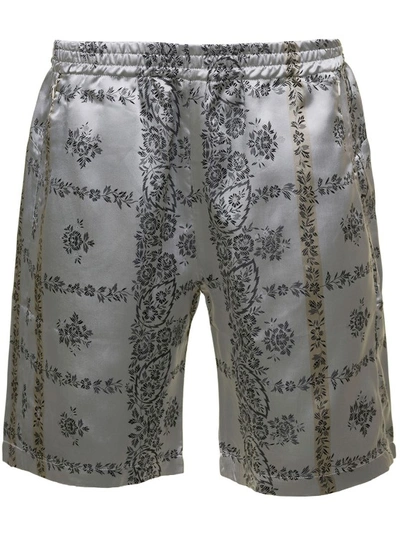 Needles Basketball Short - Cupra Sateen Flower Jq. In Grey