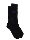 Needles Black Embroidered Socks In Black