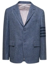 Thom Browne Unstructured Straight Fit Sewed In 4bar In Solid Donegal Tweed In Grey