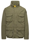PARAJUMPERS CELSIUS' GREEN WATER REPELLENT JACKET WITH LOGO PATCH IN COTTON BLEND