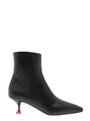 3JUIN BLACK ANKLE BOOTS WITH ZIP AND CONTRASTING HEEL IN LEATHER