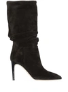 PARIS TEXAS BLACK SLOUCHY POINTED BOOTS WITH STILETTO HEEL IN SUEDE