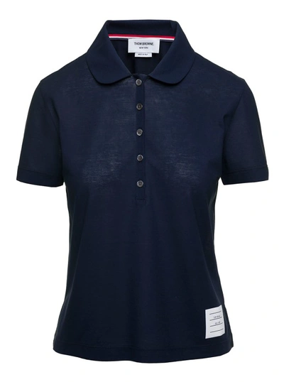 Thom Browne Cotton Polo Shirt In Dark Blue