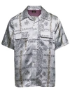 NEEDLES SILVER BOWLING SHIRT WITH ALL-OVER FLOREAL PRINT IN CUPRO