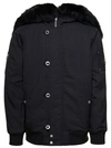 MOOSE KNUCKLES BLACK ZIPPED ALL THE WAY JACKET WITH LOGO PATCH IN NYLON