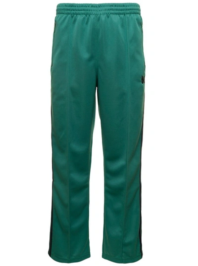 Needles Track Pants With Side Stripe In Green Technical Fabric