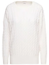 ALLUDE WHITE CABLE-KNIT SWEATER IN CASHMERE