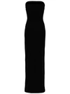 SOLACE LONDON BYSHA' LONG BLACK DRESS WITH FRONT SPLIT IN STRETCH FABRIC
